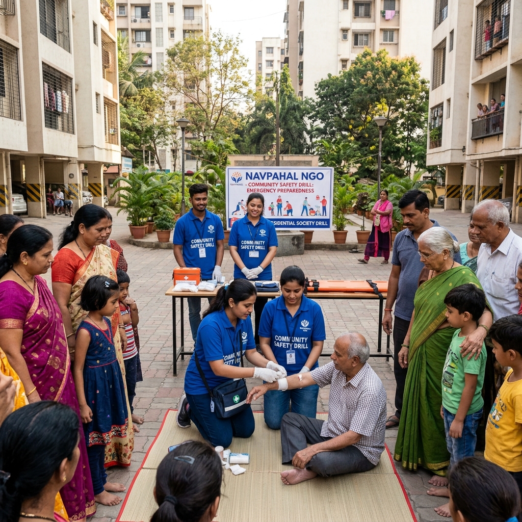 Community safety drill in Vijay Nagar, Indore